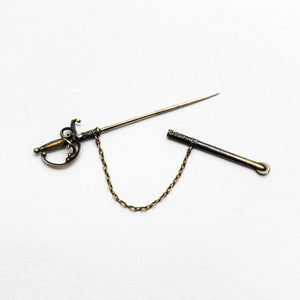 0.02ct Old European Cut 14K & Silver Sword Pin 22757-01